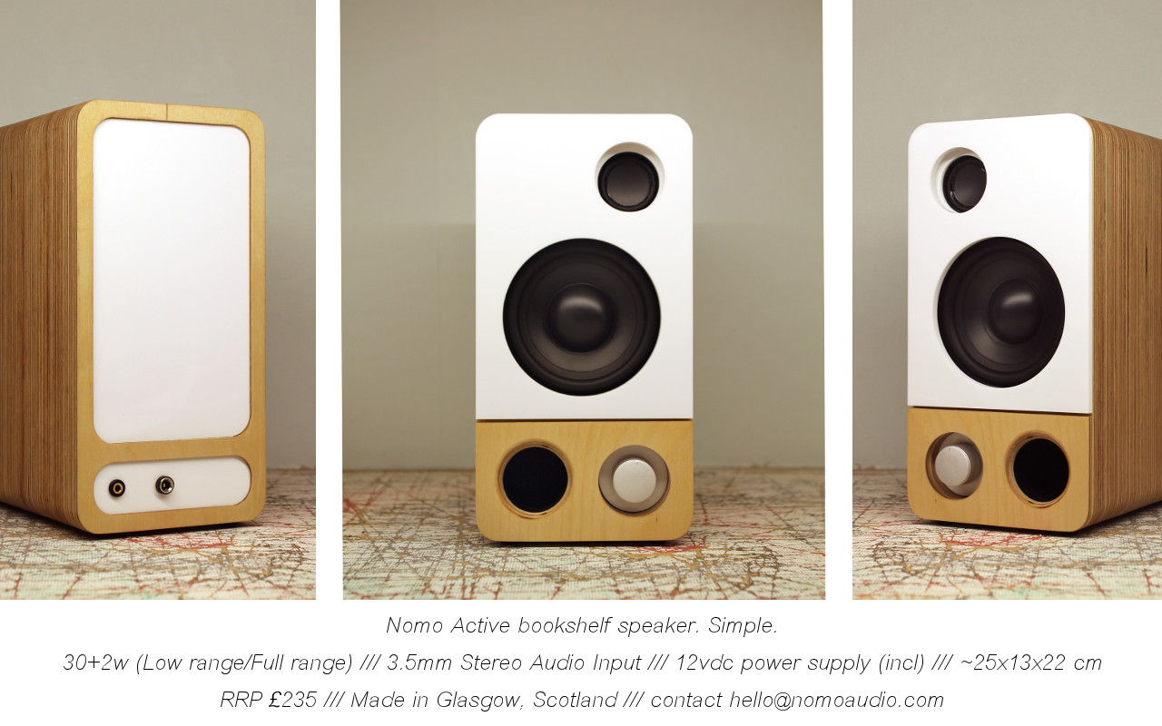 front and side views of speaker and text